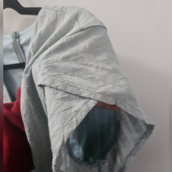 Unbranded light green faux wrap dress with tie and tulip sleeve est. Sz  L - Picture 6 of 13